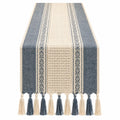 Camino de Mesa Bohemio con Flecos Azul y Beige 180x33 cm