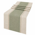 Camino de Mesa Decorativo Beige y Verde con Rayas Clásicas 180x35cm