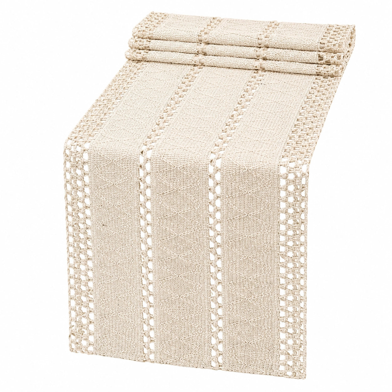 Camino de mesa beige tejido con diseño elegante 180x30 cm