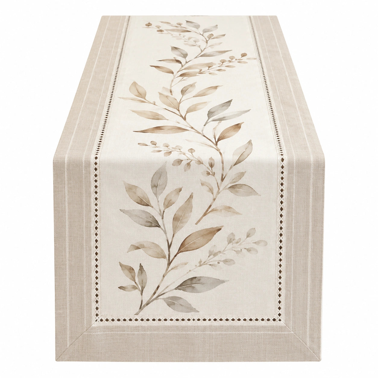 Camino de Mesa Beige con Diseño Floral Elegante