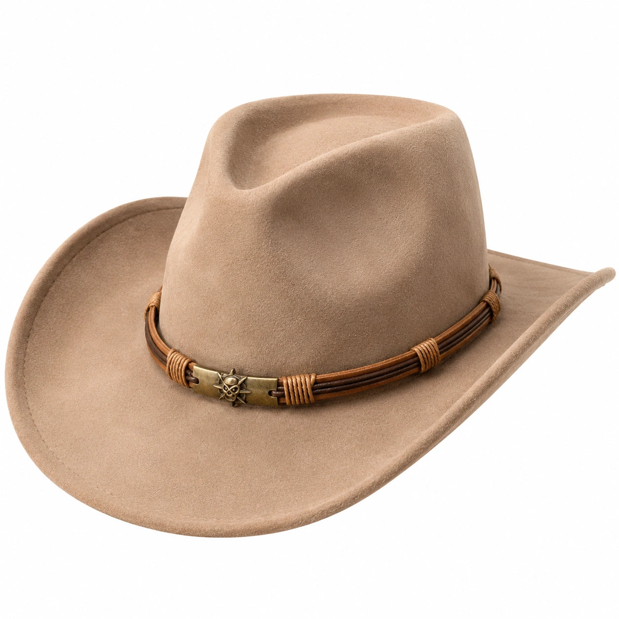 Sombrero Vaquero Beige con Cinta Decorativa y Estrella Metálica