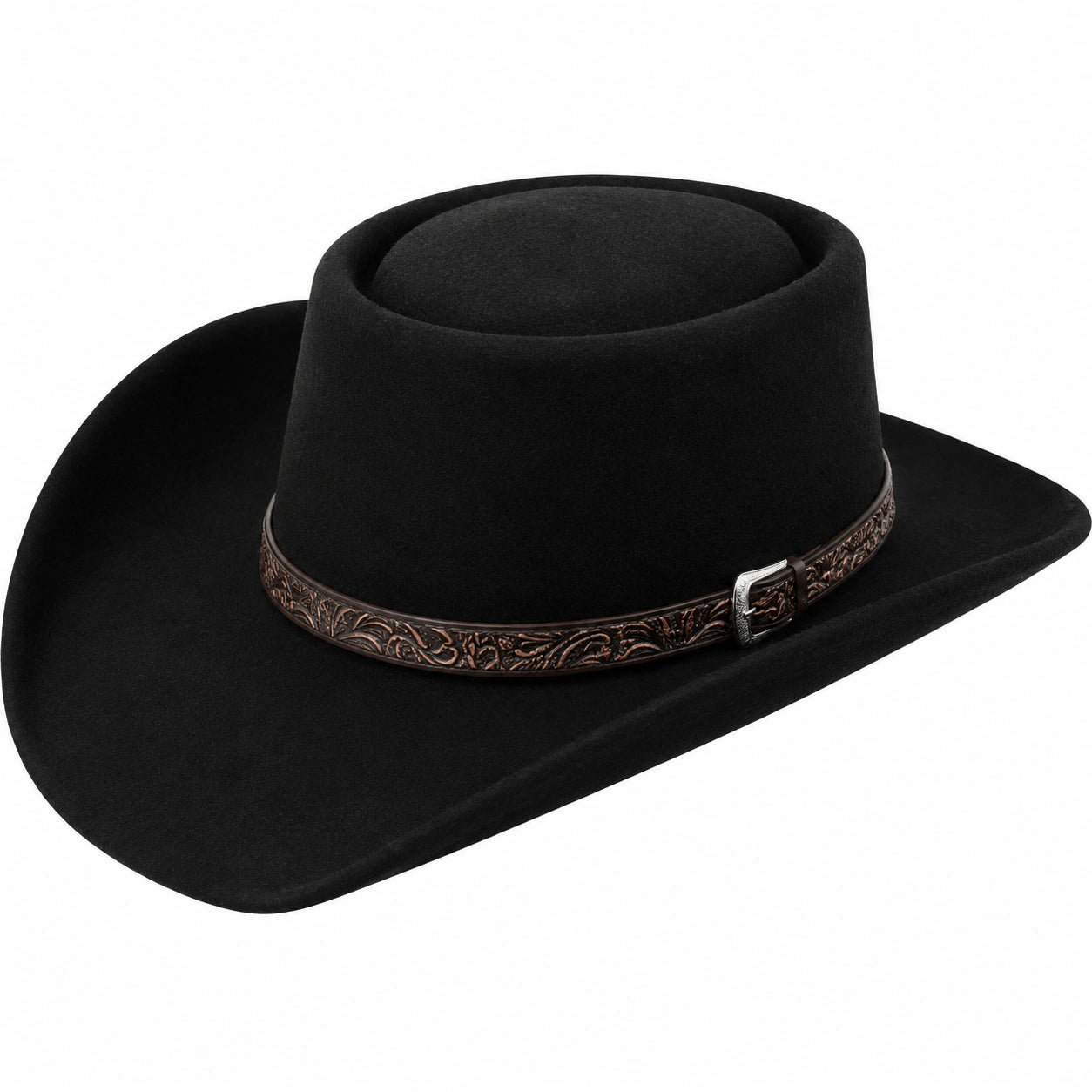 Sombrero vaquero negro con cinta decorativa