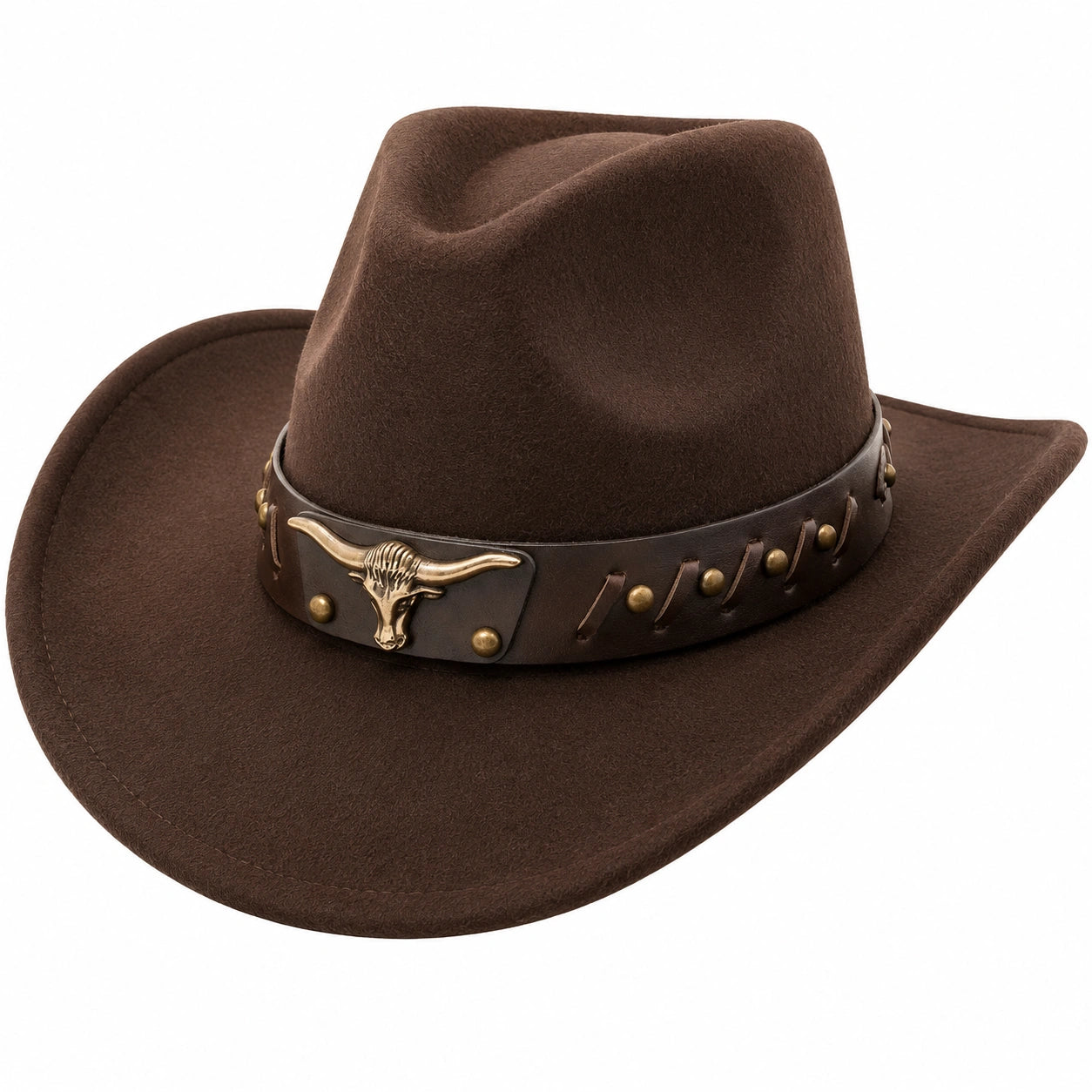 Sombrero vaquero marrón con detalle metálico