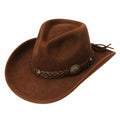 Sombrero Vaquero Marrón con Cinta Trenzada y Adornos