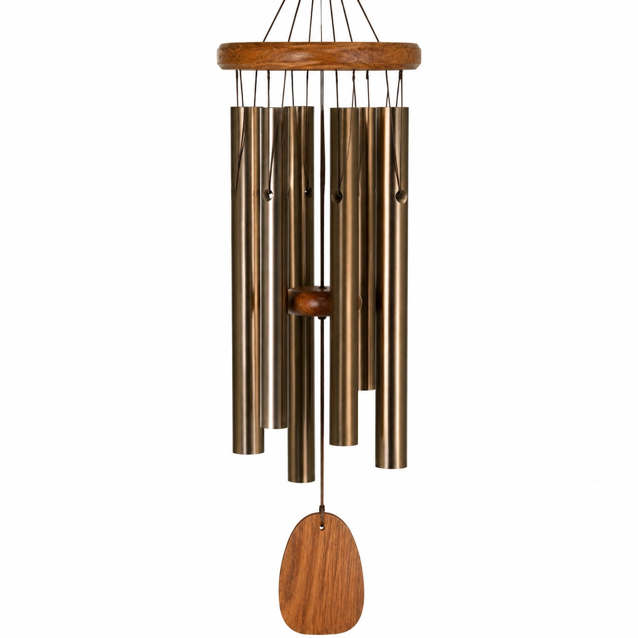 Carillón de Viento de Metal y Madera para Exterior, Dorado