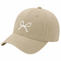 Gorra beige unisex con lazo bordado