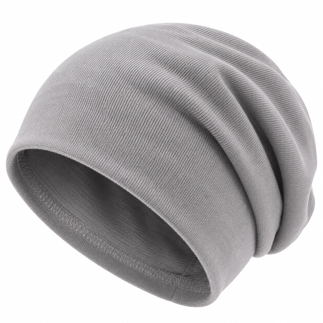 Gorro Beanie Elástico de Color Gris Claro