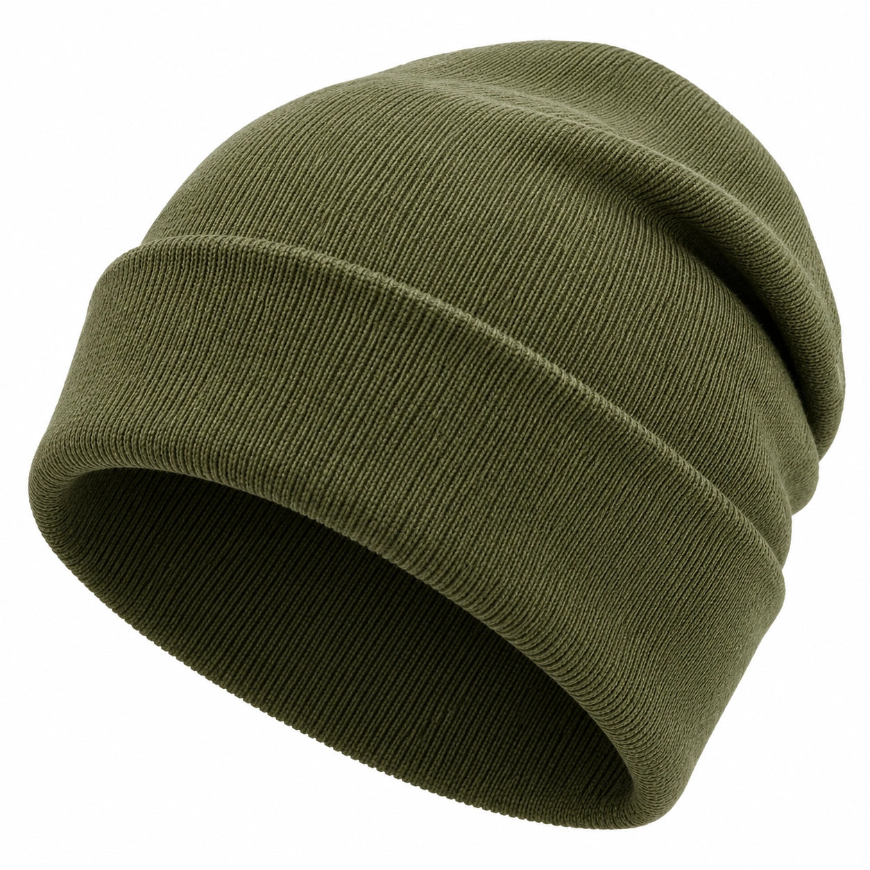 Gorro de Punto Unisex para Invierno en Verde Oliva