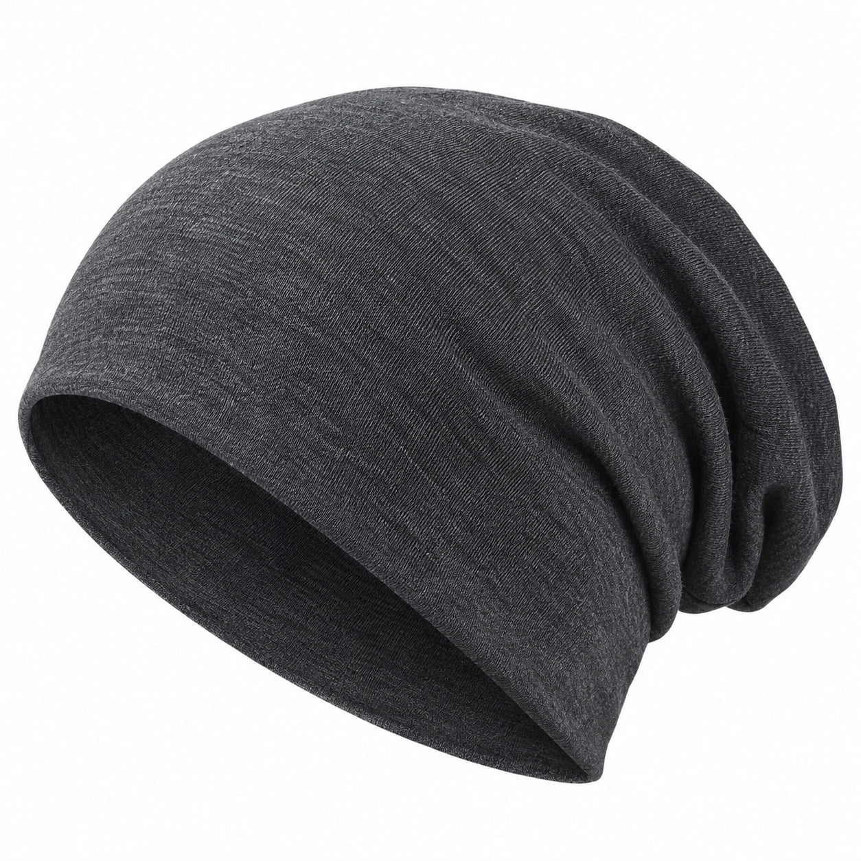 Gorro Holgado de Punto Unisex Gris Oscuro