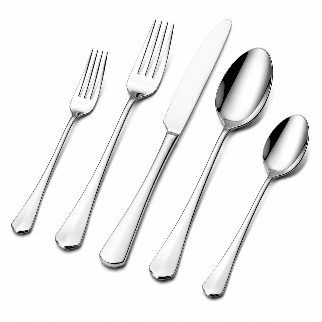 Juego de Cubiertos de 5 Piezas Pulido Espejo Plata