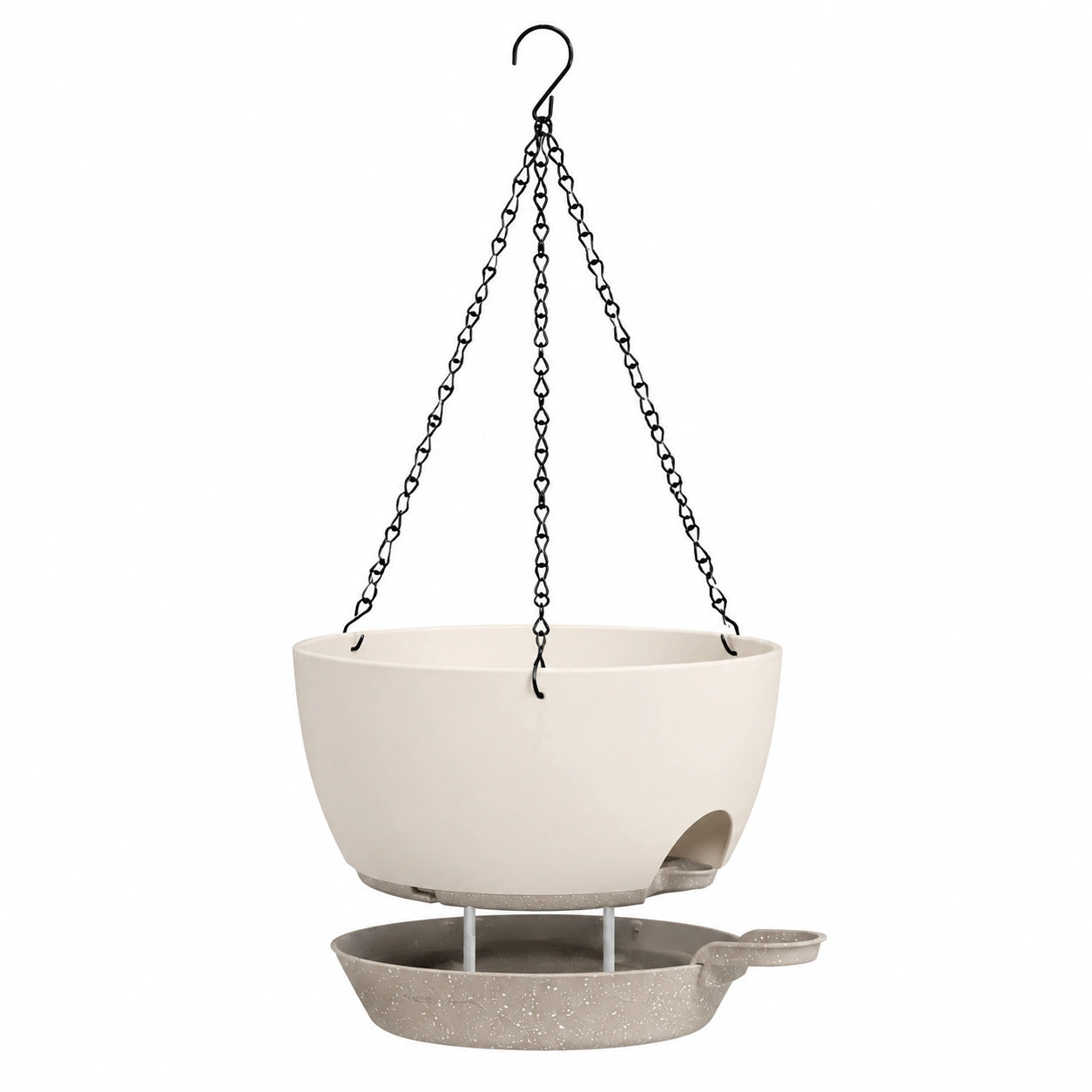Maceta Colgante Beige para Exterior con Bandeja de Drenaje 30 cm