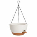 Maceta colgante color blanco y terracota con drenaje
