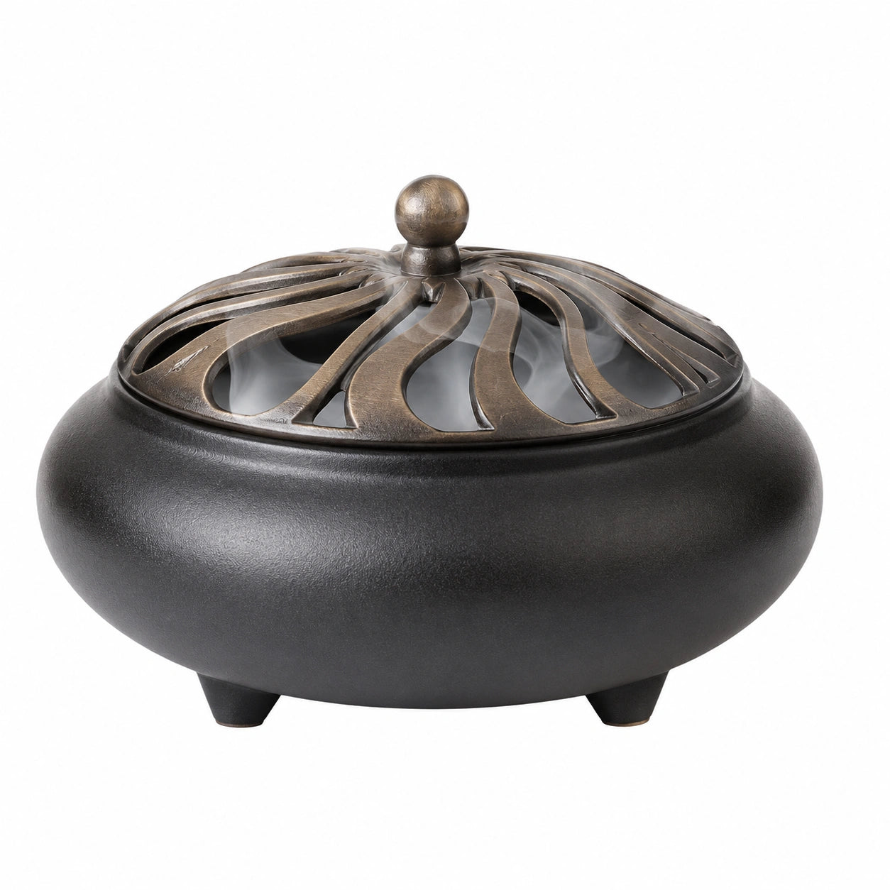 Quemador de Incienso Decorativo Negro y Bronce